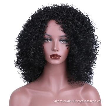 Vigorous Short Big Afro Kinky Curly Wigs for Black Women Premium Synthetic Hair Wigs Natural Looking Hair Replacement Wig